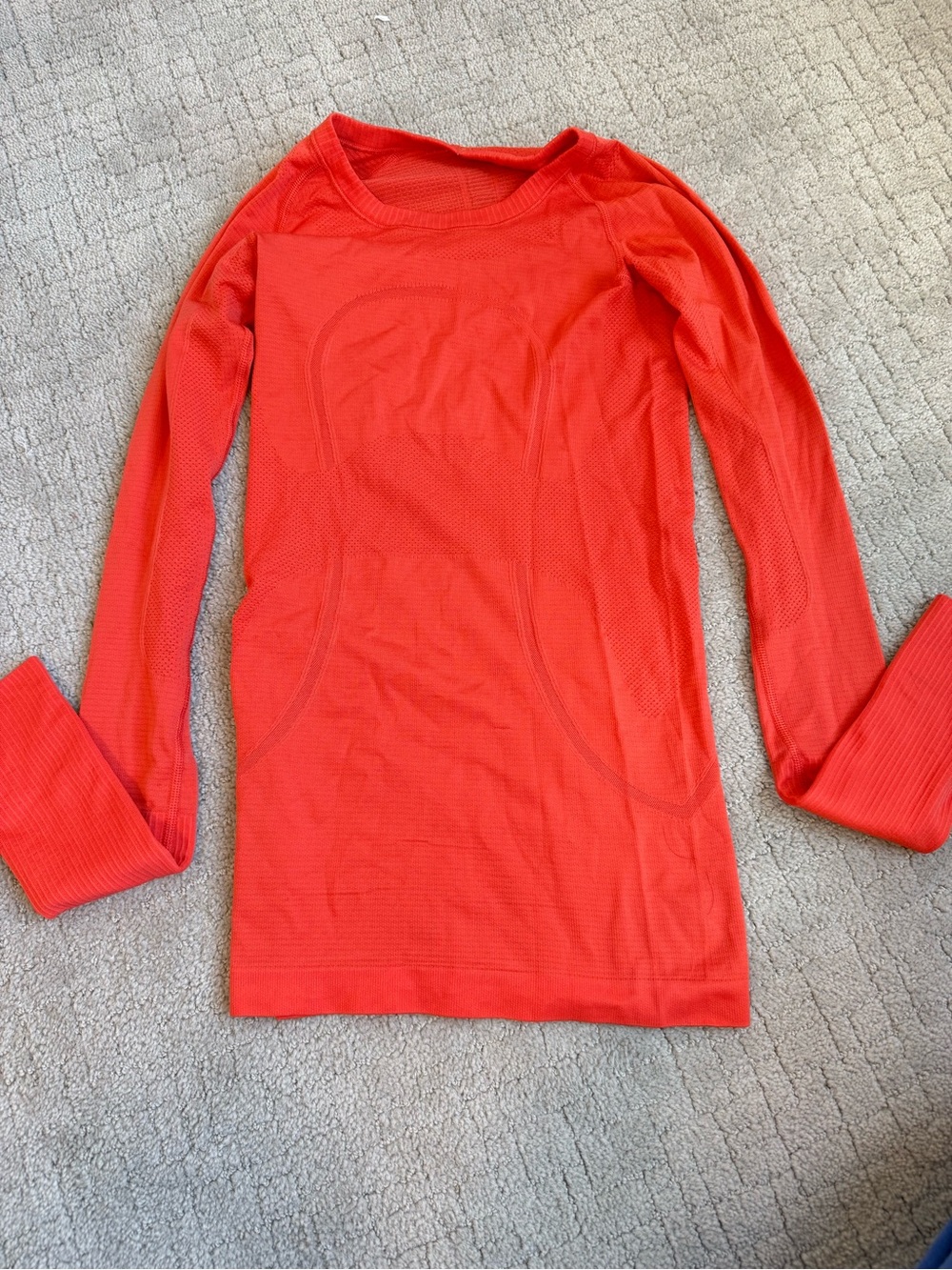 lululemon athletica Long Sleeve Tee in Bright Coral Red